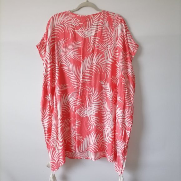 Cleobella Womens Pink V-Neck Tie Waist Tropical Swimwear Kimono Cover Up OS - Picture 2 of 7